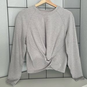 Lululemon crew neck- grey with cross front detail